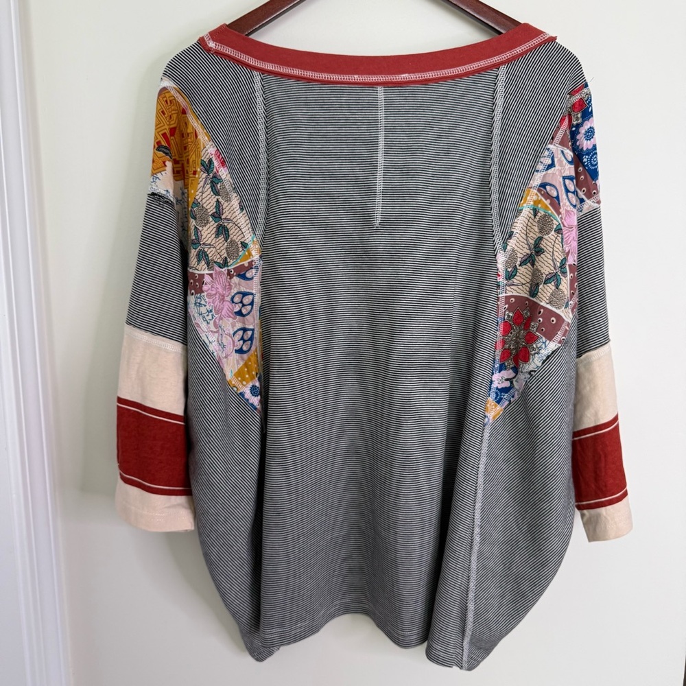 NWT Easel Oversized Boho Britt Patchwork Top Size… - image 5